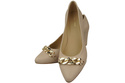 Klassische Frauen Cappuccino Blass Naturleder Schuhe mit Gold Ornament Kette 200 ElitaBut