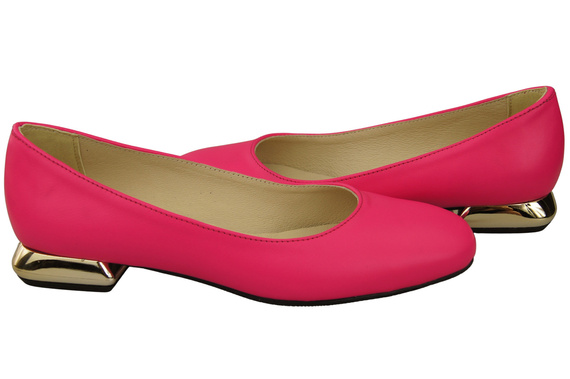 Flache Frauen Schuhe Neon Rosa Dekorative Ferse Naturleder 209 ElitaBut