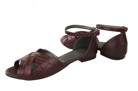 Schuhe Damen Sandalen Burgund Naturleder 128 ElitaBut