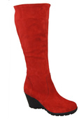 Schuhe Damenstiefel mit Keilabsatz, natürliches Veloursleder, 745 Red ElitaBut