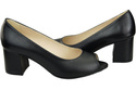 Damenschuhe PEEP TOE Pumps Schwarz Naturleder mit beschichtetem Absatz 192 ElitaBut