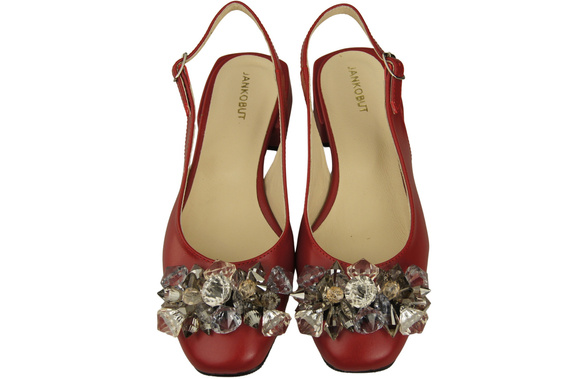 Damen Schuhe Rot Sandalen mit Kristallen Naturleder 215 ElitaBut