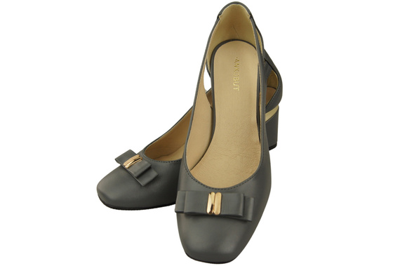 Schuhe Damen Grau Pumps aus Naturleder mit dekorativem Absatz 199 ElitaBut
