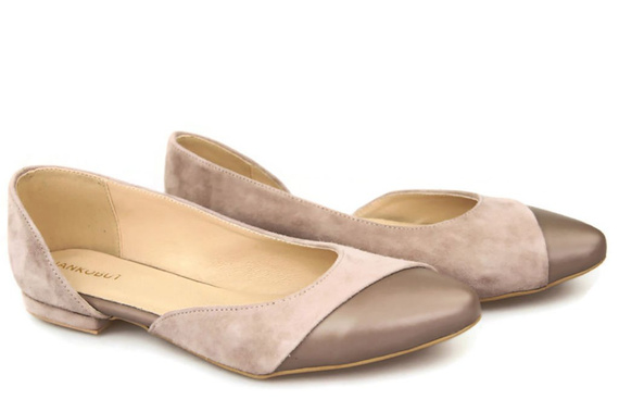 Damenschuhe Ballerina Cappuccino, Naturleder, Wildleder 146 ElitaBut