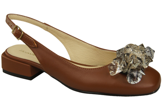 Damen Schuhe Braun Sandalen mit Kristallen Naturleder 215 ElitaBut
