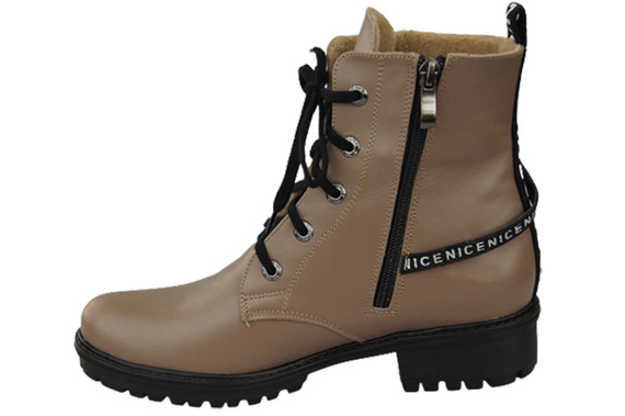 Schuhe Damenstiefeletten mit der Aufschrift NICE Natural Leather Cappuccino Dark 173 von ElitaBut