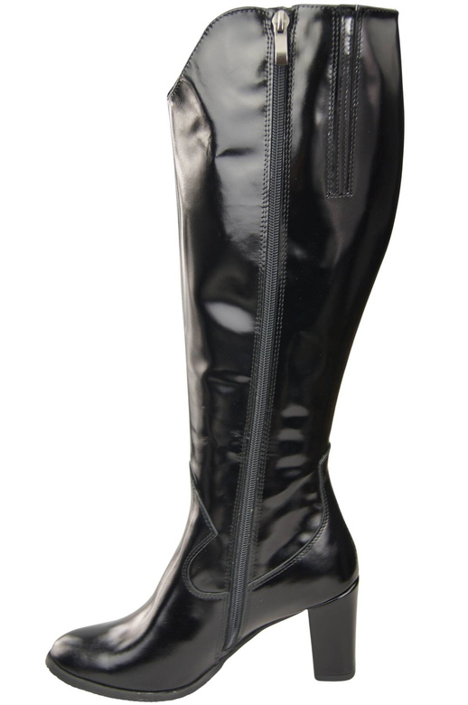 Stilvolle Damen Schwarz glänzend Stiletto Stiefel Naturleder 211 ElitaBut
