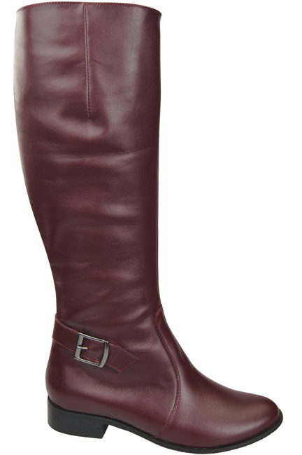 Damen-Lederstiefel Burgund Gefüttert Offiziersstiefel, Flach 225 ElitaBut