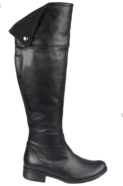 Schuhe Damenstiefel Stiefel, Overknee-Stiefel, hoher Schaft, oberhalb des Knies, Naturleder, Schwarz 803 ElitaBut