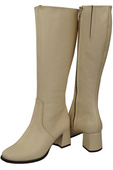 Bequeme Damen Beige Niedrig Absatz Stiefel Naturleder 212 ElitaBut