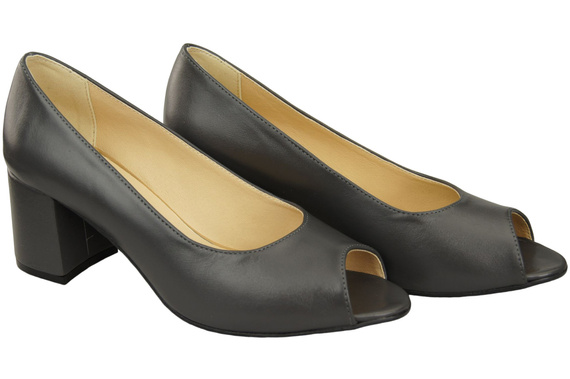 Damenschuhe PEEP TOE Graphite Pumps Naturleder mit beschichtetem Absatz 192 ElitaBut