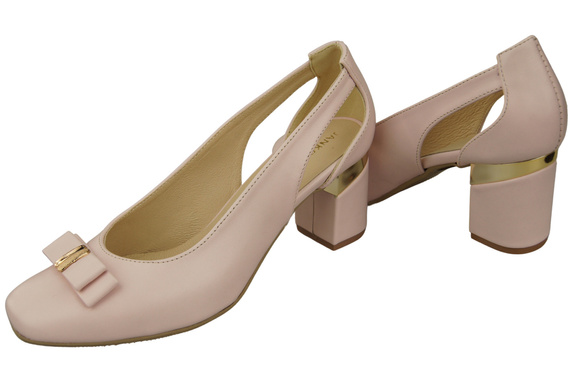 Schuhe Damen Puderrosa Pumps aus Naturleder mit dekorativem Absatz 199 ElitaBut