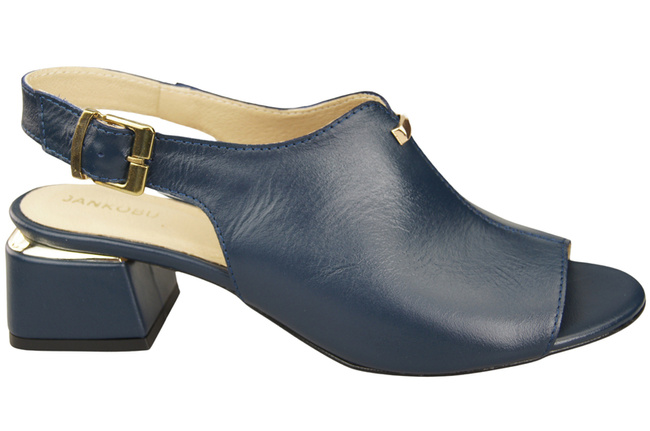 Damenschuhe Sandalen Marineblau, goldene Schnalle, Naturleder 198 ElitaBut