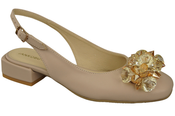 Damen Schuhe Cappuccino Blass Sandalen mit Kristallen Naturleder 215 ElitaBut