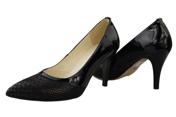 Damenschuhe Pumps mit Schuppenmotiv, Naturleder, Schwarz 951 ElitaBut