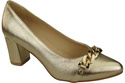 Klassische Frauen Gold Naturleder Schuhe mit Gold Ornament Kette 200 ElitaBut