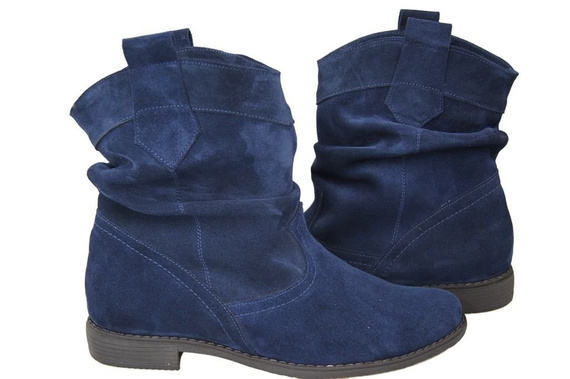 Schuhe Damen Stiefeletten Winter Naturveloursleder Marineblau 117 Von ElitaBut