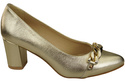 Klassische Frauen Gold Naturleder Schuhe mit Gold Ornament Kette 200 ElitaBut