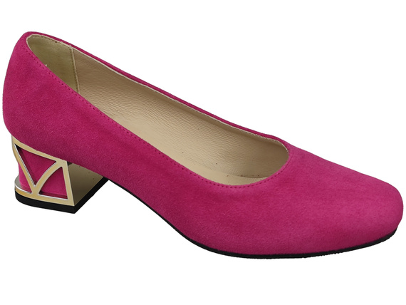 Bequeme Damenschuhe Purpurfarbig Pumps mit dekorativem Absatz Natürliches Wildleder 219 von ElitaBut