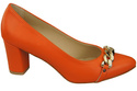 Klassische Frauen Orange Naturleder Schuhe mit Gold Ornament Kette 200 ElitaBut