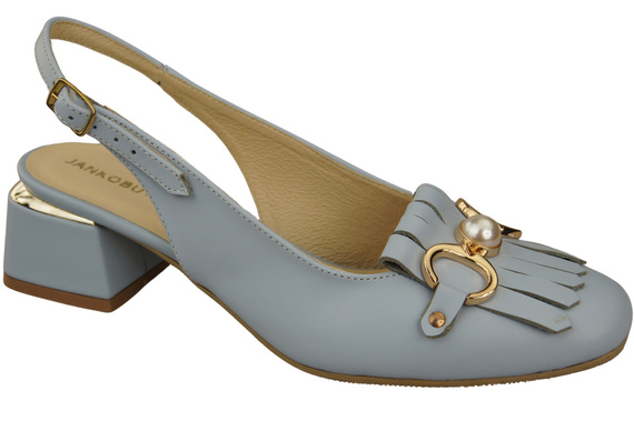 Damenschuhe Hellblau Sandalen mit Fransen verziert Naturleder 208 ElitaBut