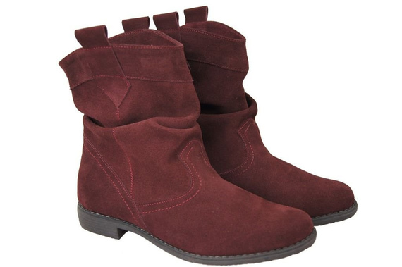 Schuhe Damen Stiefeletten Winter Naturveloursleder Burgund 117 Von ElitaBut