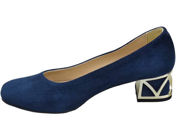 Bequeme Damenschuhe Marineblau Pumps mit dekorativem Absatz Natürliches Wildleder 219 von ElitaBut