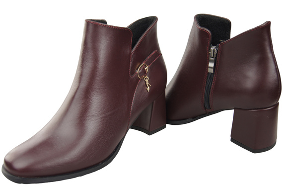 Damen-Stiefeletten ElitaBut 226 Burgund aus Naturleder, gefüttert, eckige Zehenkappe, Blockabsatz