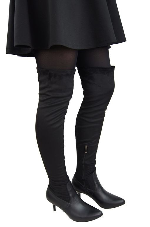 Schuhe mit niedrigem Absatz Overknee-Stiefel für Damen, dehnbar, 963 N ElitaBut