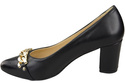 Klassische Frauen Schwarz Naturleder Schuhe mit Gold Ornament Kette 200 ElitaBut
