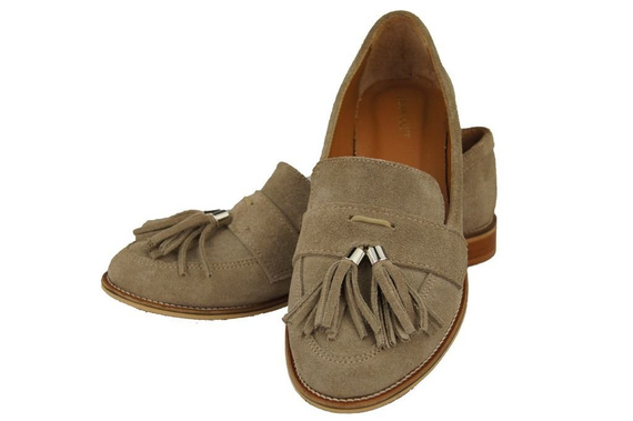 Schuhe Damen Mokassins Naturveloursleder Beige 134 ElitaBut