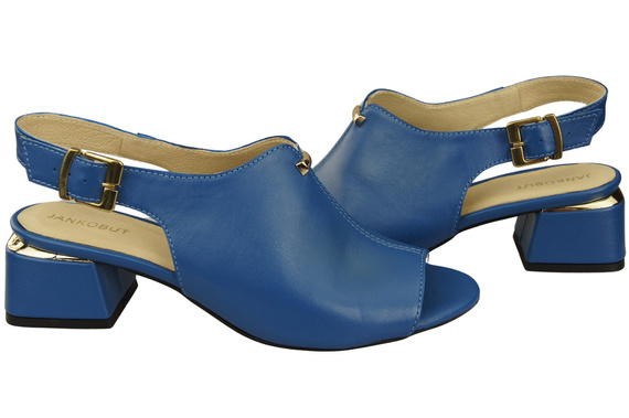 Damenschuhe Sandalen Blau, goldene Schnalle, Naturleder 198 ElitaBut