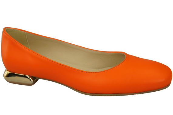 Flache Frauen Schuhe Orange Dekorative Ferse Naturleder 209 ElitaBut