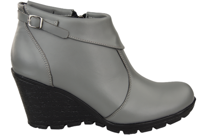 Damenschuhe Keilstiefel, Naturleder, Grau 739 ElitaBut