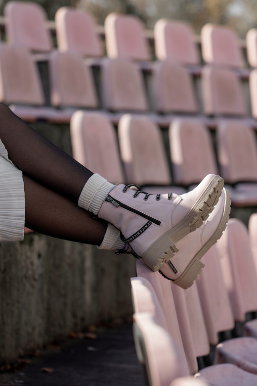 Schuhe Damen-Stiefeletten mit der Aufschrift NICE, Naturleder, Puderrosa 173 von ElitaBut