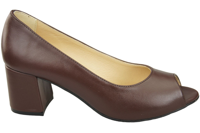 Damenschuhe PEEP TOE Chocolate Pumps Naturleder mit beschichtetem Absatz 192 ElitaBut