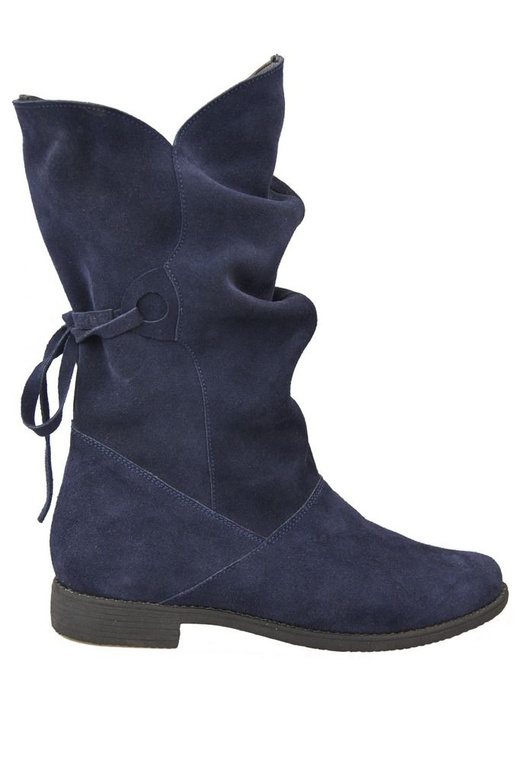 Damenstiefel Frühling / Herbst, natürliches Veloursleder, Marineblau 999 L ElitaBut