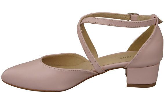 Damen Sandalen Echtleder Puderrosa mit Riemen Niedriger Absatz 223 ElitaBut