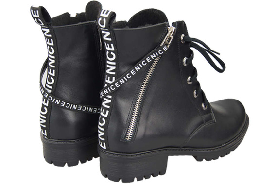 Schuhe Damenstiefeletten mit der Aufschrift NICE, Naturleder, Schwarz 173 L ElitaBut