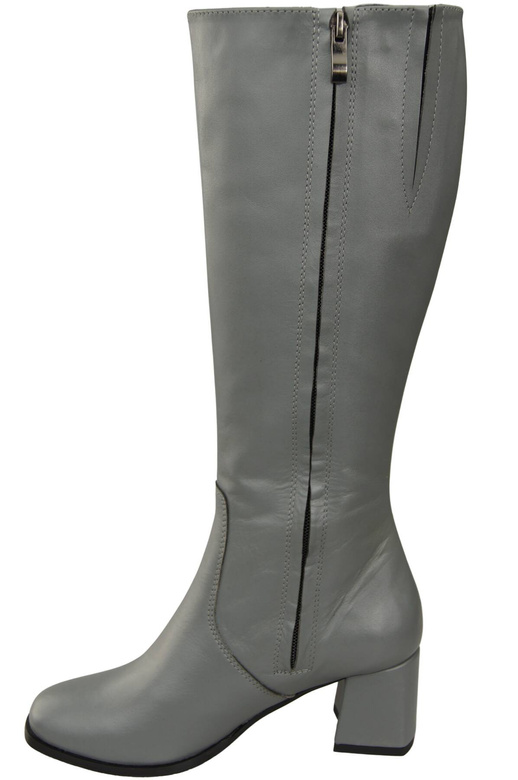 Bequeme Damen Aschgrau Niedrig Absatz Stiefel Naturleder 212 ElitaBut