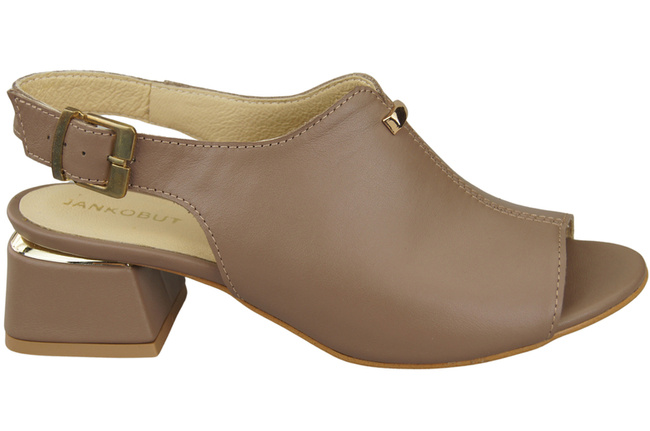 Damenschuhe Cappuccino Sandalen Dunkelgoldene Schnalle Naturleder 198 ElitaBut