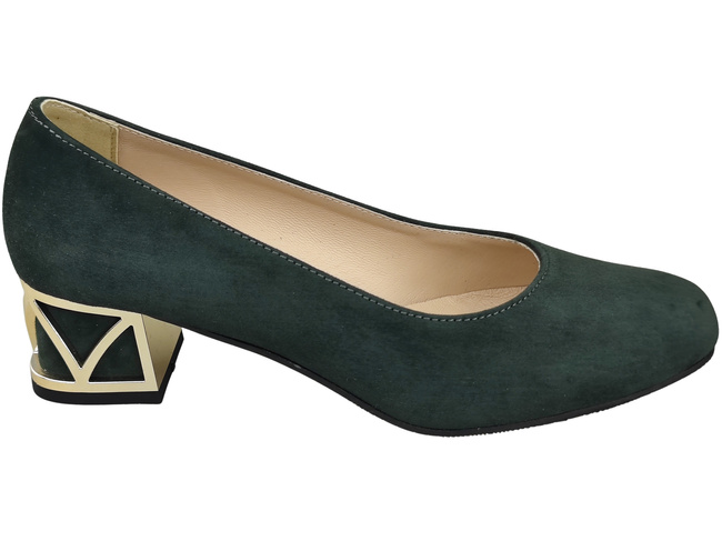 Bequeme Damenschuhe Graphit Pumps mit dekorativem Absatz Natürliches Wildleder 219 von ElitaBut