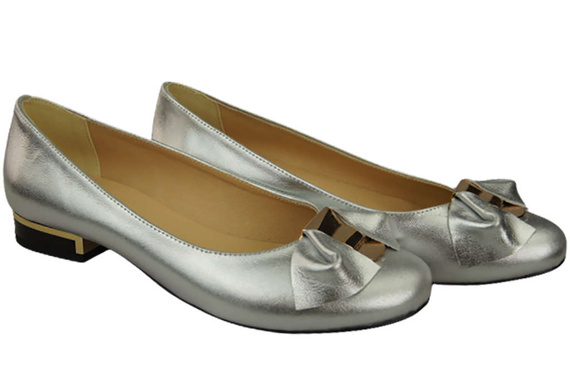 Damen Ballerinas Naturleder Silber 894 ElitaBut