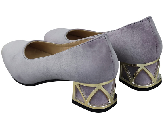 Bequeme Damenschuhe Lilienfarben Pumps mit dekorativem Absatz Natürliches Wildleder 219 von ElitaBut