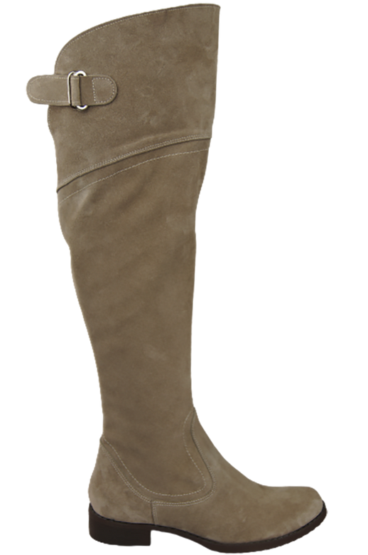 Schuhe Damenstiefel Stiefel Overknee-Stiefel, Naturleder, Velours, Beige 154 ElitaBut
