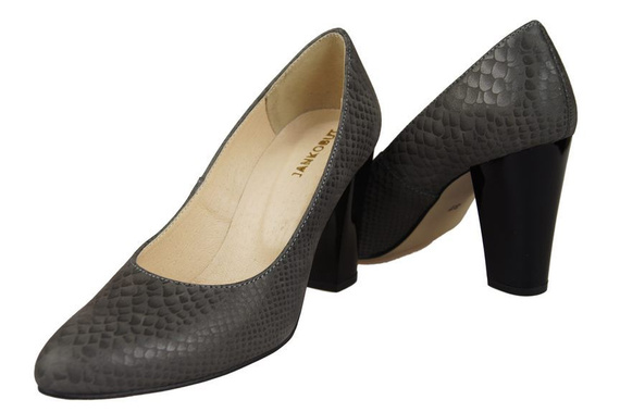 Damenschuhe Pumps, Naturleder, Schuppenmotiv, Grau 926 ElitaBut