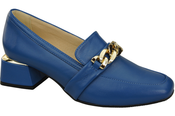 Damenschuhe mit Zierkette Pumps Mokassins Naturleder 193 Blau ElitaBut