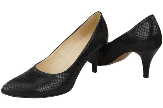Damenschuhe Pumps Schwarz Schlangenmotiv, Naturleder 150 ElitaBut