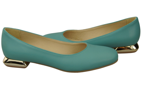 Flache Frauen Schuhe Türkis Dekorative Ferse Naturleder 209 ElitaBut