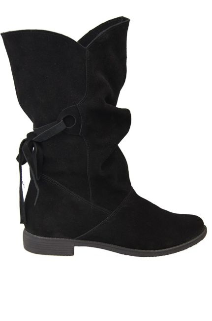 Damenstiefel Frühling / Herbst, Naturveloursleder, Schwarz 999 L ElitaBut